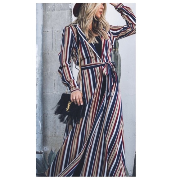 BOHO CHIC LONG STRIPED BELTED SHIRT DRESS - Picture 3 of 7